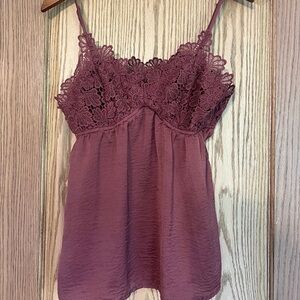 Lace Trim Burgundy Camisole
